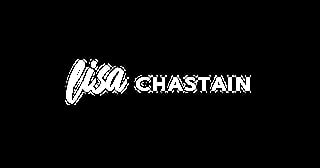 Lisa Chastain logo with script and sans-serif text on black background